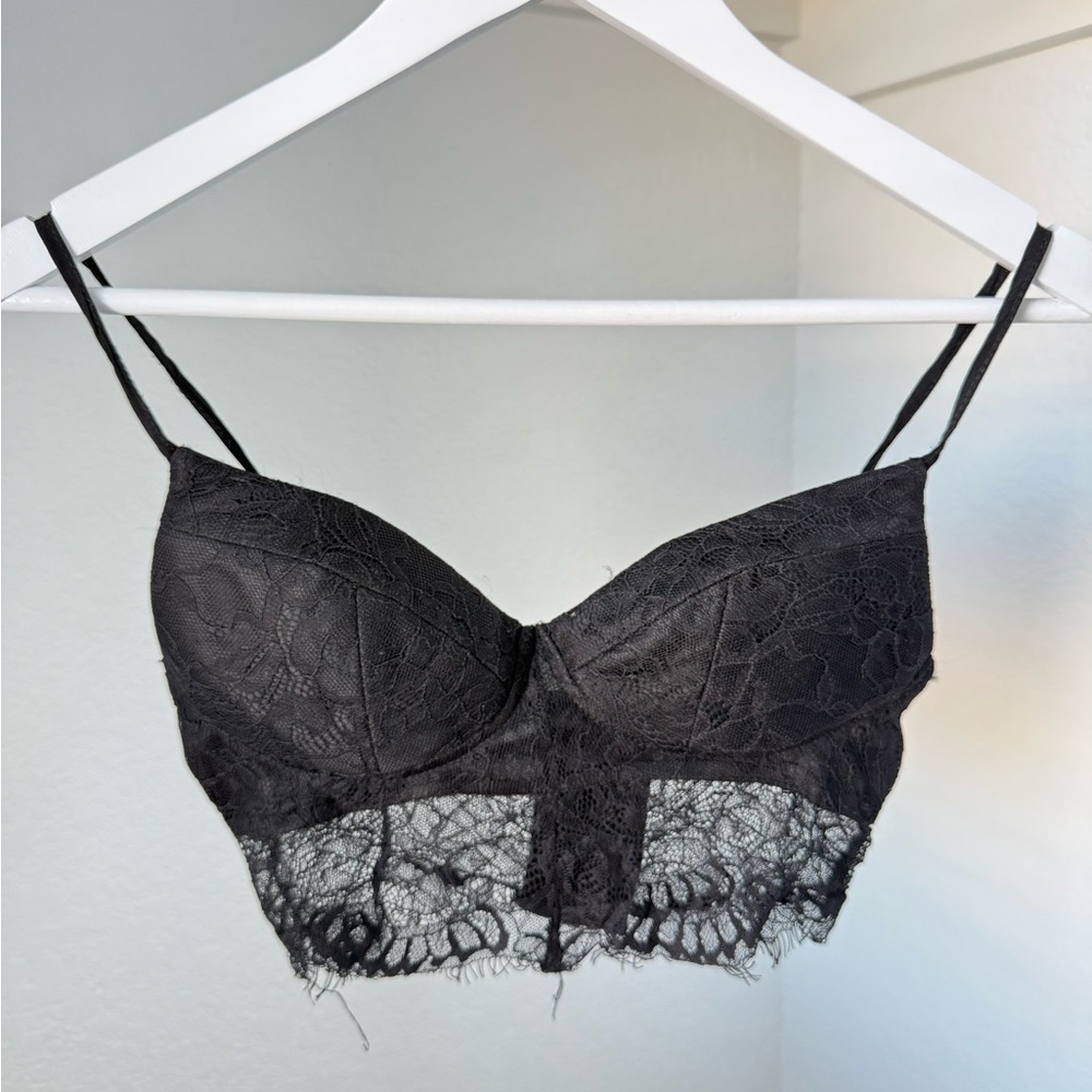 Women’s Black Lace Crop Top/ Bralette, Size Small